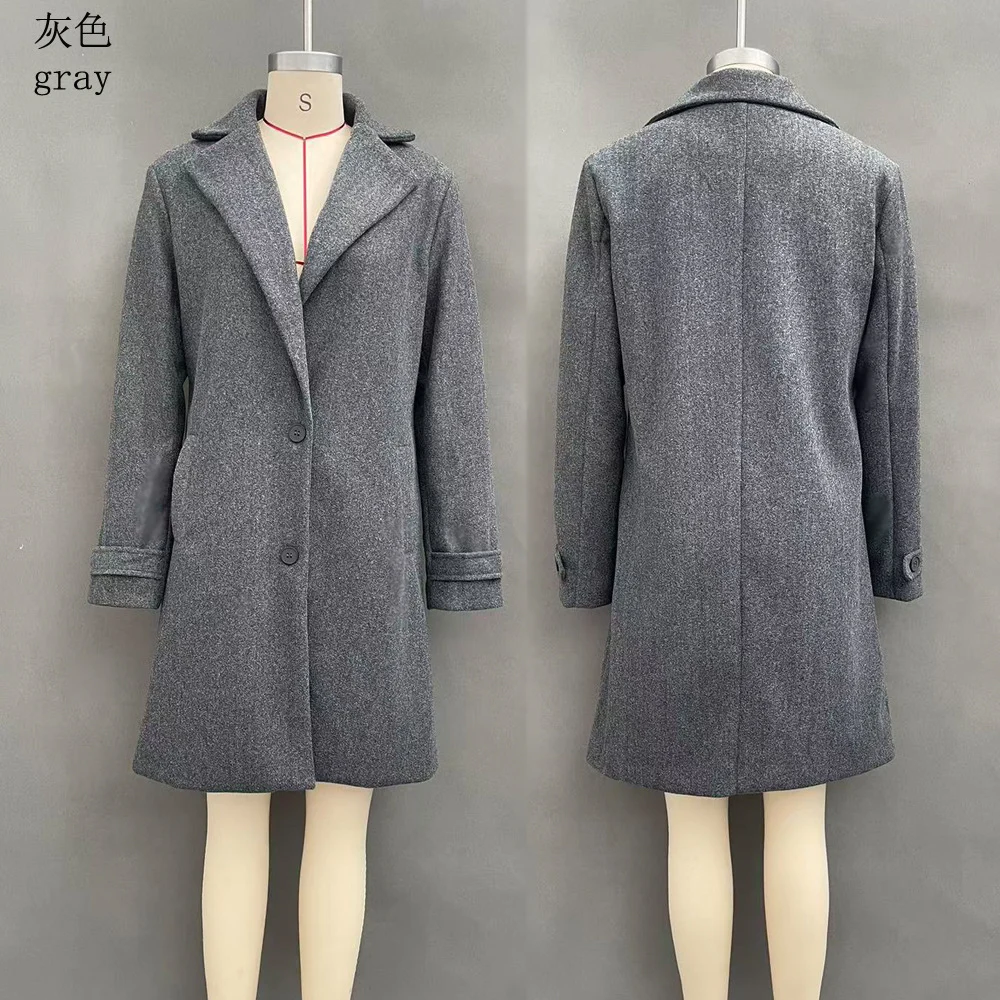 Cross-Border 2026 Autumn And Winter New Retro Casual Style Mid-Length Lapel Coat Women's Woolen Coat - Image 10