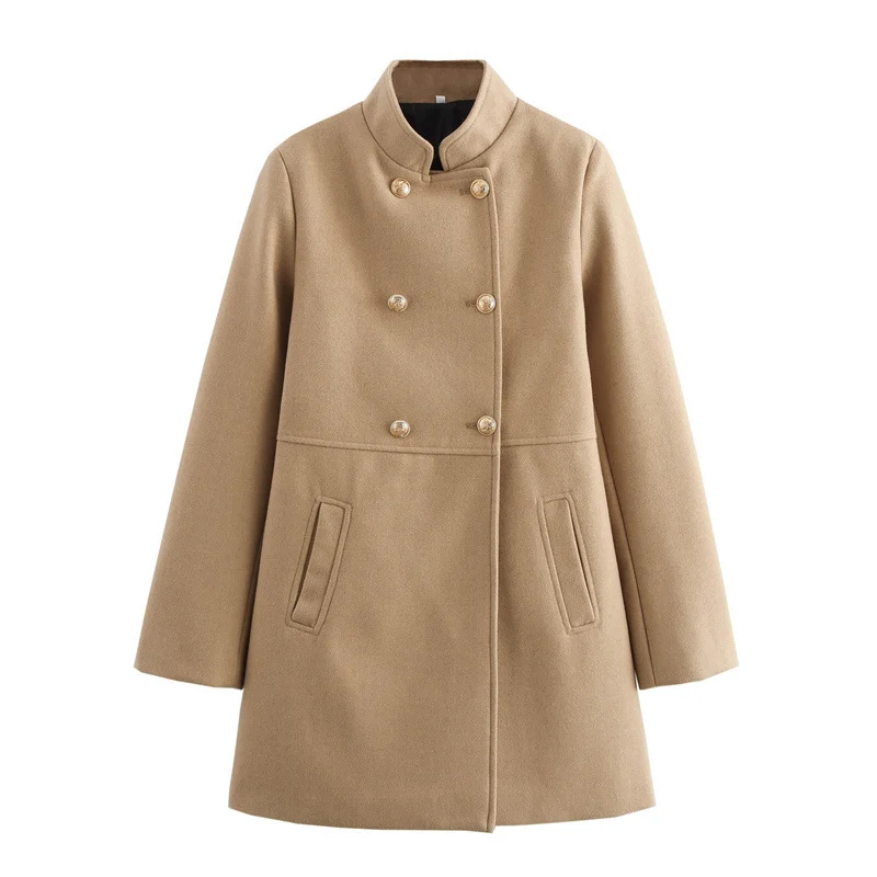 Women's Blended Double Breasted Coat - imagine 5