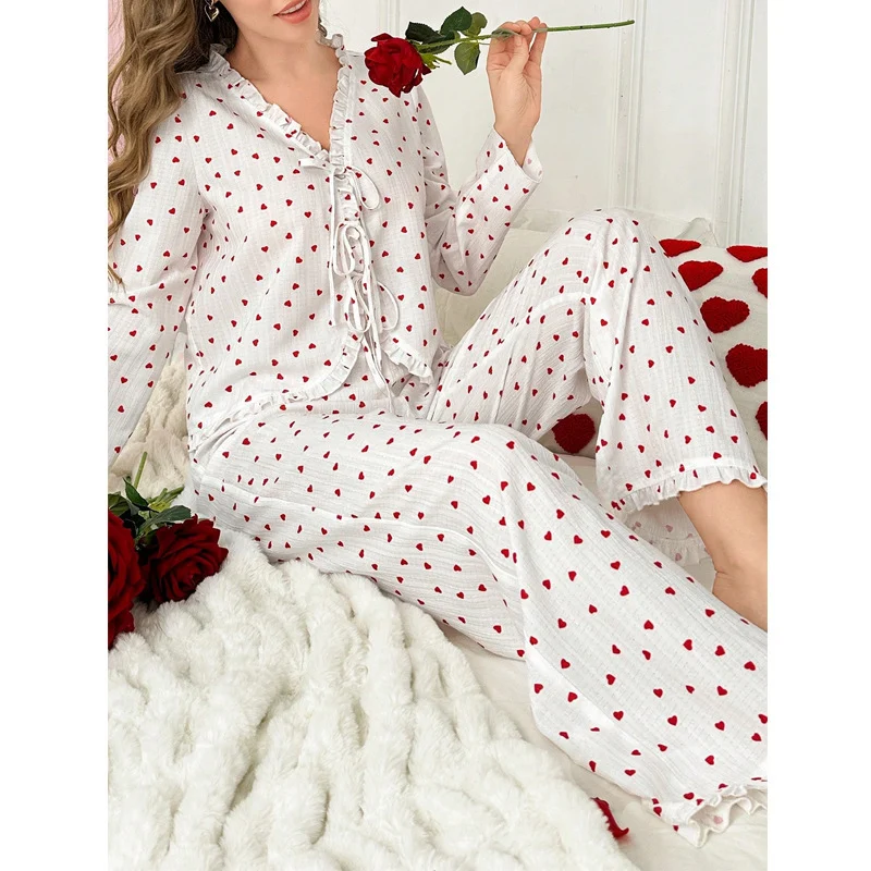 Women's Sweet Heart-Print Pajama Set - Image 2