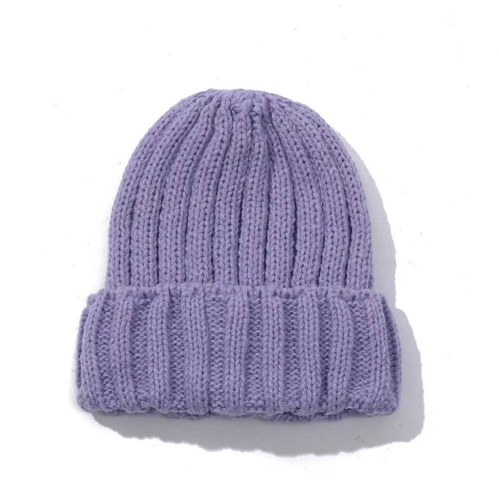 Unisex Fashion Solid Color Wool Knitted Hat - imagine 3