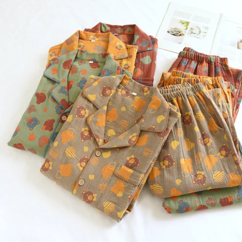 Women's Jacquard Lapel Pajamas Suit Loose