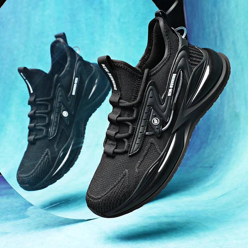 Men's Flying Woven Sneakers Shoes Popcorn Running Shoes Light Soft Sole Casual Shoes - Image 3