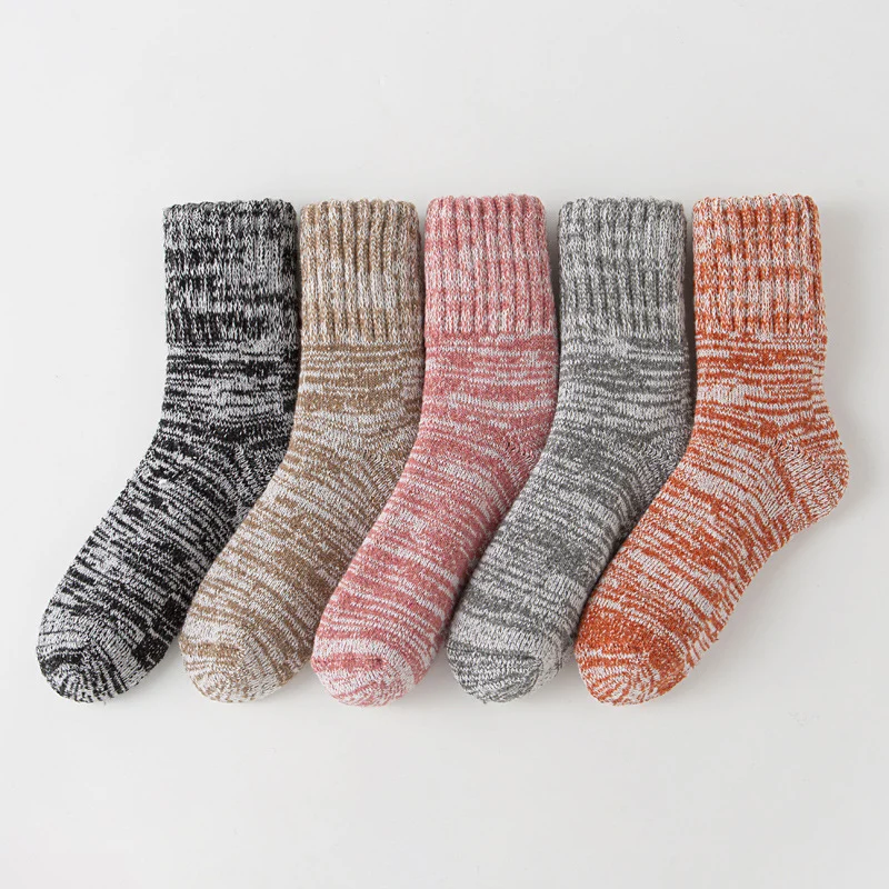 Women's Thick Warm Terry Socks In A Retro Color Palette - Image 6