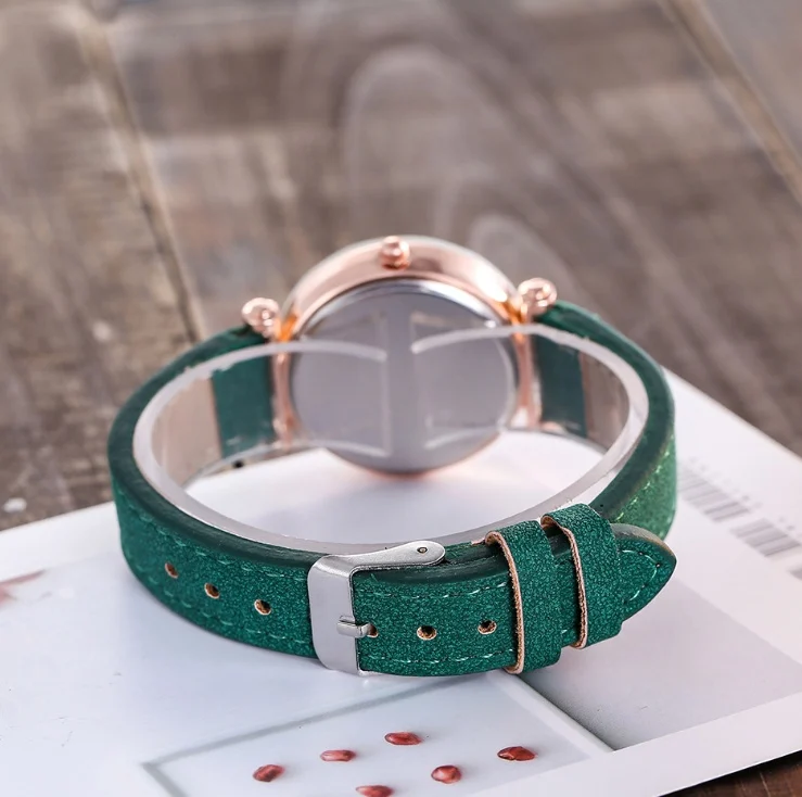 Women's Matte belt color foundation with diamond dial quartz watch - Image 4