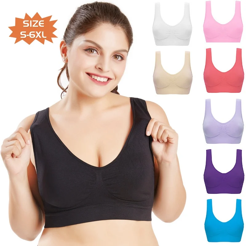 Women's Plus Size Bras Seamless Bra With Pads Big Size 5XL 6XL Bralette Push Up Brassiere Bra Vest