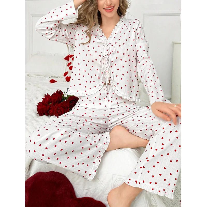 Women's Sweet Heart-Print Pajama Set - Image 4