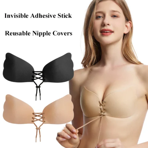 Women's Large Size Strapless Bra Adhesive Sticky Push Up Bras, Rabbit Brassiere Lingerie Invisible Hot