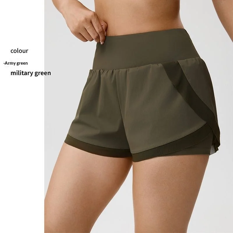 Fake Two-piece Yoga Shorts Womens Thin-style Athletic Fitness Shorts - Image 10