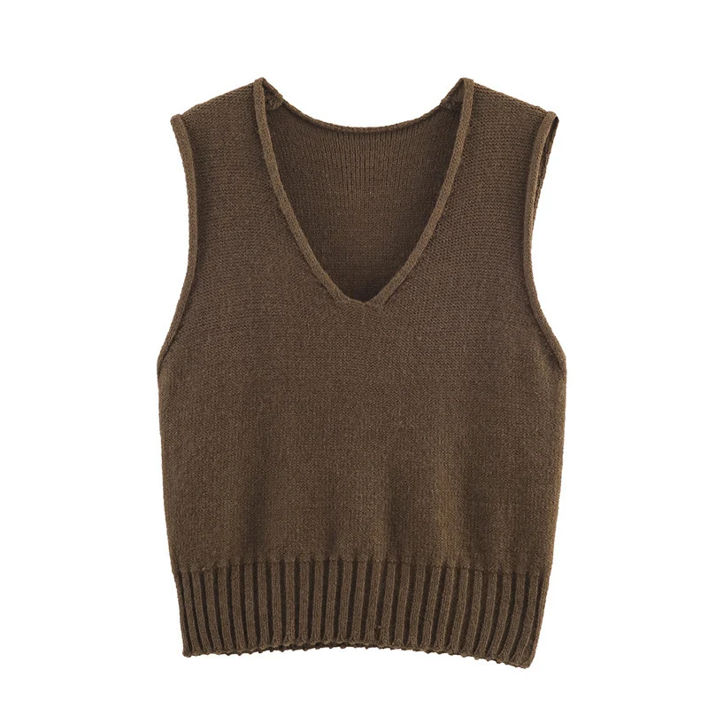 Women's French Style Loose V-neck Solid Color Vest - Image 6