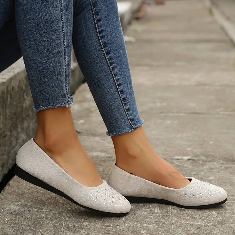 Women's Flats Shoes With Rhinestones Casual Round Toe Loafers Cozy Shoes - Image 3