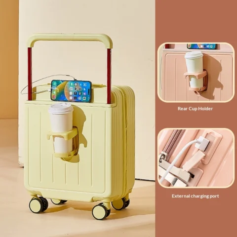 Unisex Lightweight Luggage With 18 Inch Boarding Case, Multifunctional Travel Case, Wide Pull Rod Luggage For Women, Business Password Box For Men