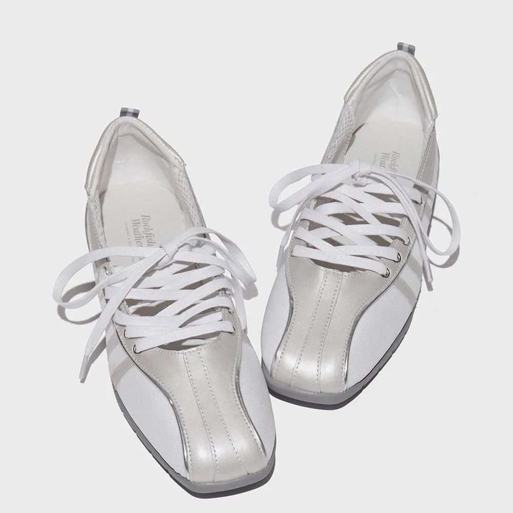Womens Niche Square-toe Ballet Flats With Crisscross Straps - Image 2