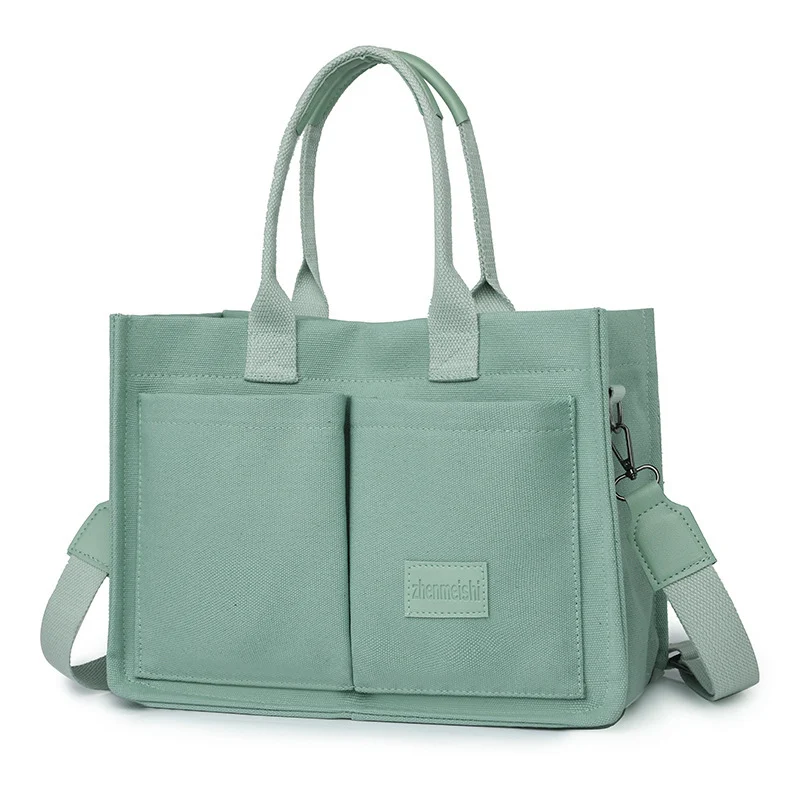 Women's Canvas Multi-Pocket Shoulder Bag - Large Capacity Casual Crossbody Shopper Tote - Image 10