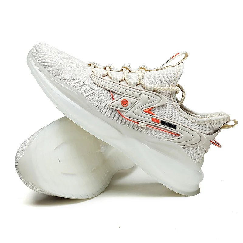 Men's Flying Woven Sneakers Shoes Popcorn Running Shoes Light Soft Sole Casual Shoes