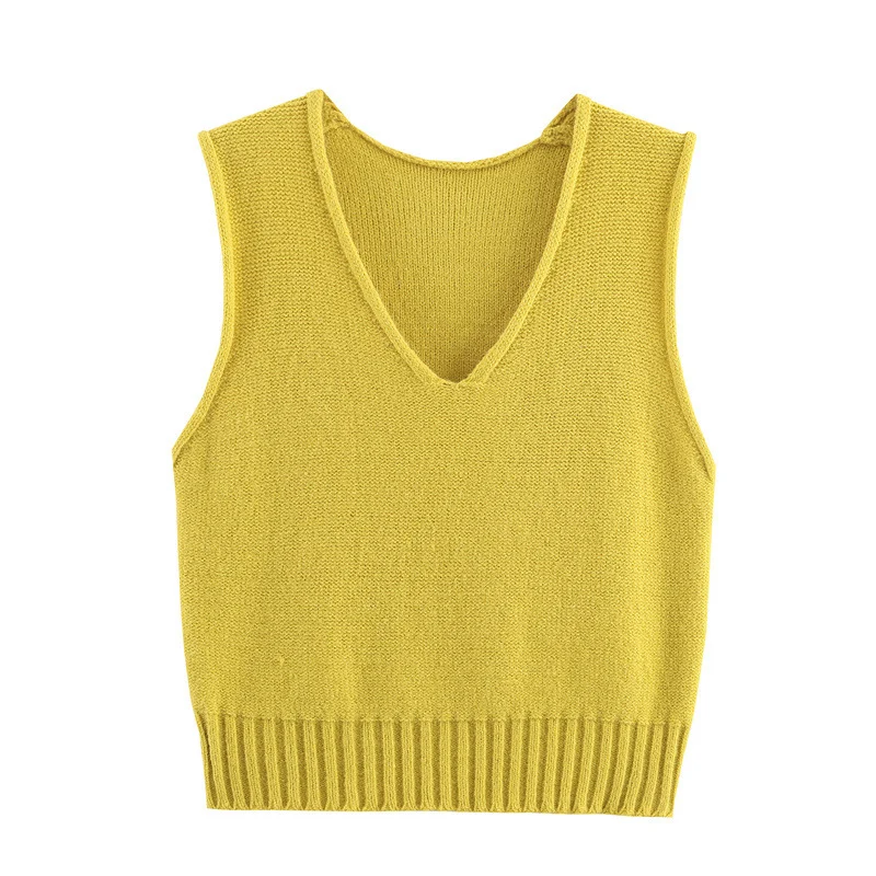 Women's French Style Loose V-neck Solid Color Vest - Image 7