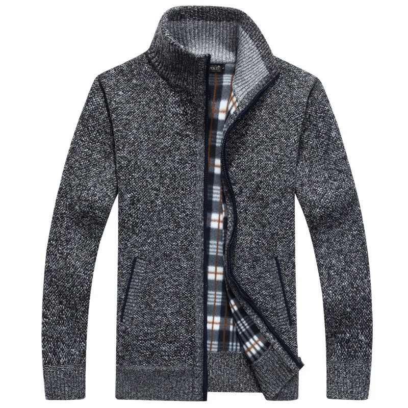 Men's Fleece-Lined Zipper Cardigan – Thick Warm Winter Sweater Jacket - Image 9