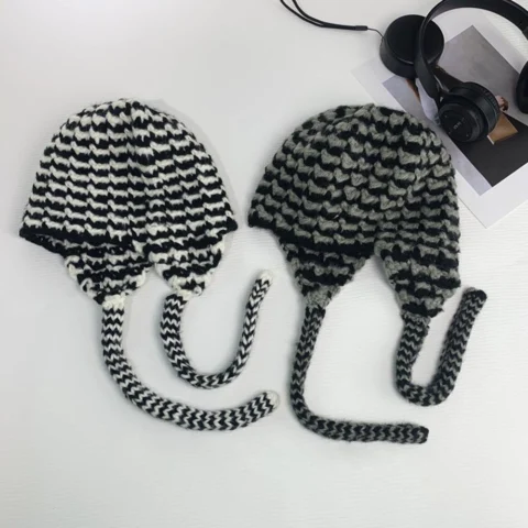 Women's Mixed Color Ski Parent-child Ear Protection Hat