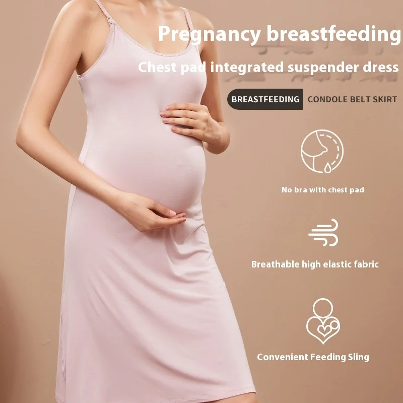 Women's Plus Size Loose Camisoles For Breastfeeding Base Skirt With Chest Pad Sunderwear-free - Image 2