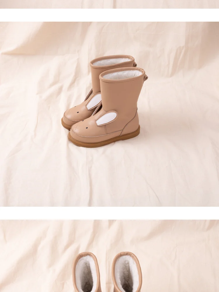 Unisex Genuine Leather Children Snow Boots - Cute Cartoon Rabbit Winter Boots - Image 9