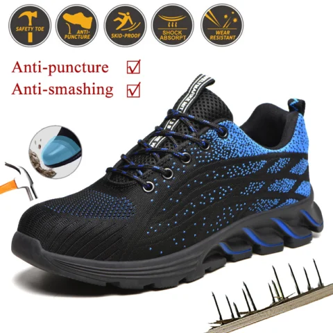 Men's Sneakers Indestructible Steel Toe Work Shoes Comfortable Puncture Proof Shoes