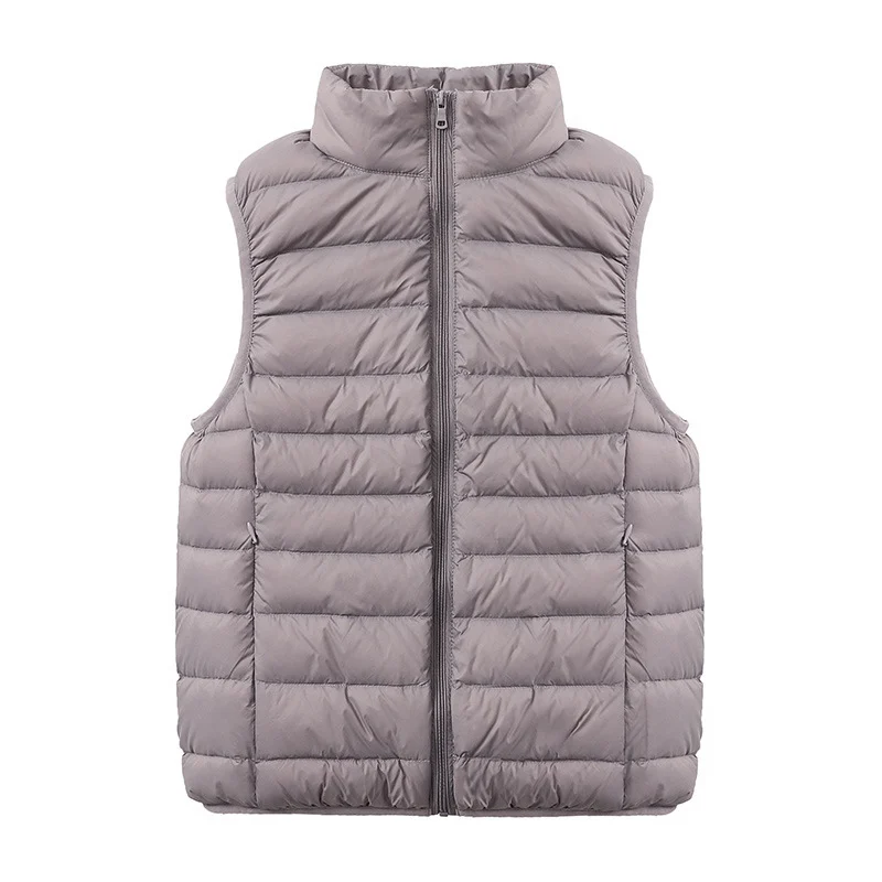 Womens Thin-style Down Vest, Cross-border, Two-way Zipper, 90 White Duck Down, Short Length - imagine 2