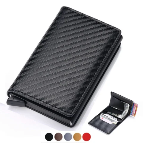 Unisex Portable Light Weight ID Credit Bank Card Holder Wallet Luxury Brand, Anti Rfid Blocking Protected Magic Leather Slim Mini Small Money Wallets Case