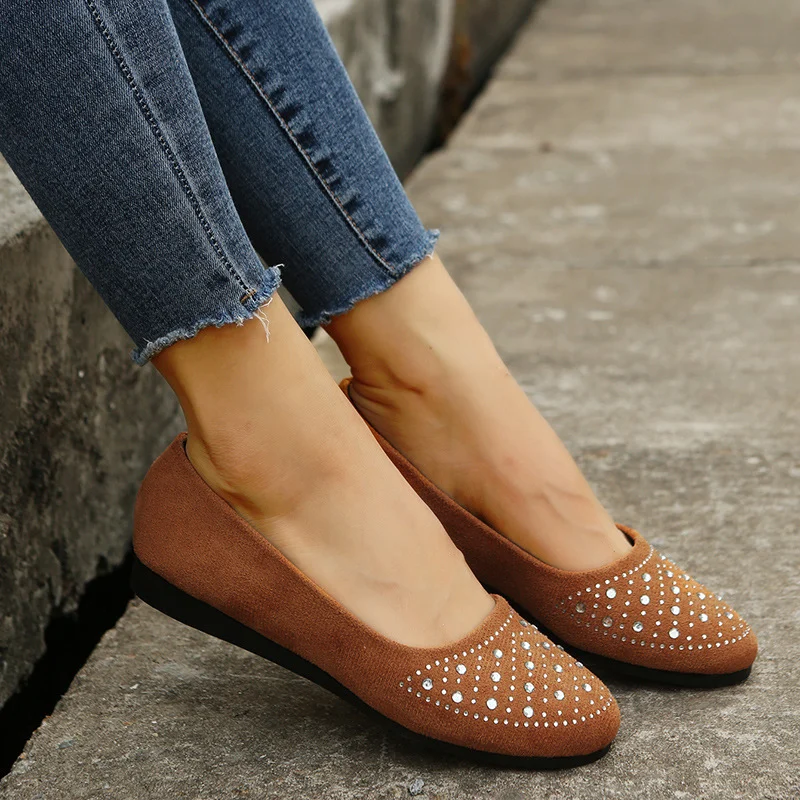 Women's Flats Shoes With Rhinestones Casual Round Toe Loafers Cozy Shoes - Image 2