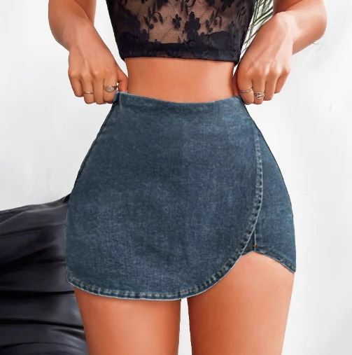 Women's Slim-fit Denim Skirt Shorts - imagine 6