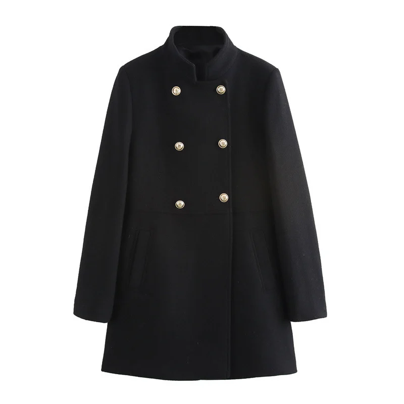 Women's Blended Double Breasted Coat - imagine 4