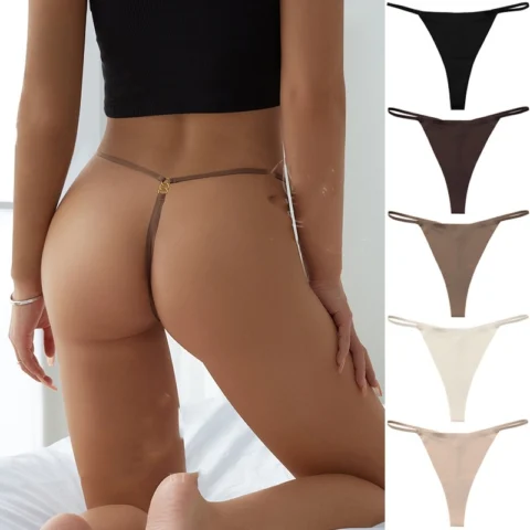 Women's Seamless Thin Belt Buckle T-shaped Panties T-string