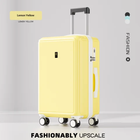 Unisex New Luggage Trolley Case Student 20 Inch Lightweight Boarding Large Capacity Password Travel Leather Box Male - DY5209 Lemon Yellow