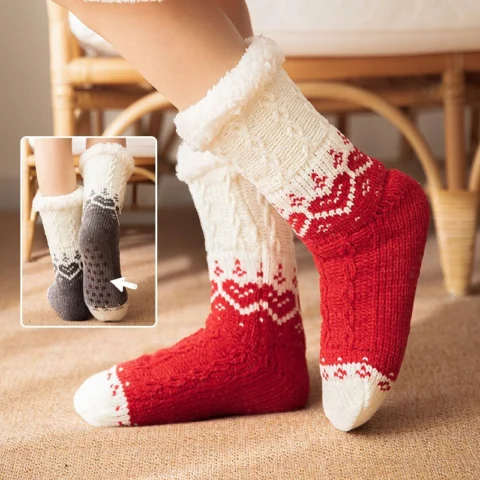 Women's Plush Floor Socks Winter Warm Non-slip Carpet Socks Christmas Home