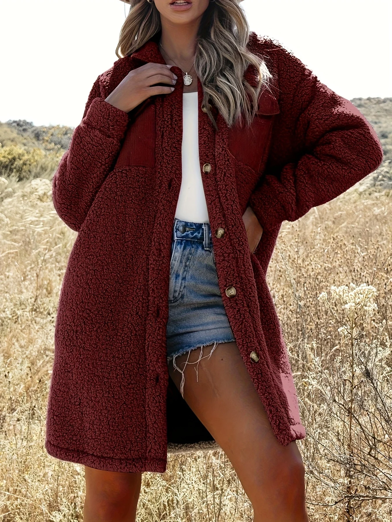 Loosefitting Lambswool Coat For Women - imagine 10