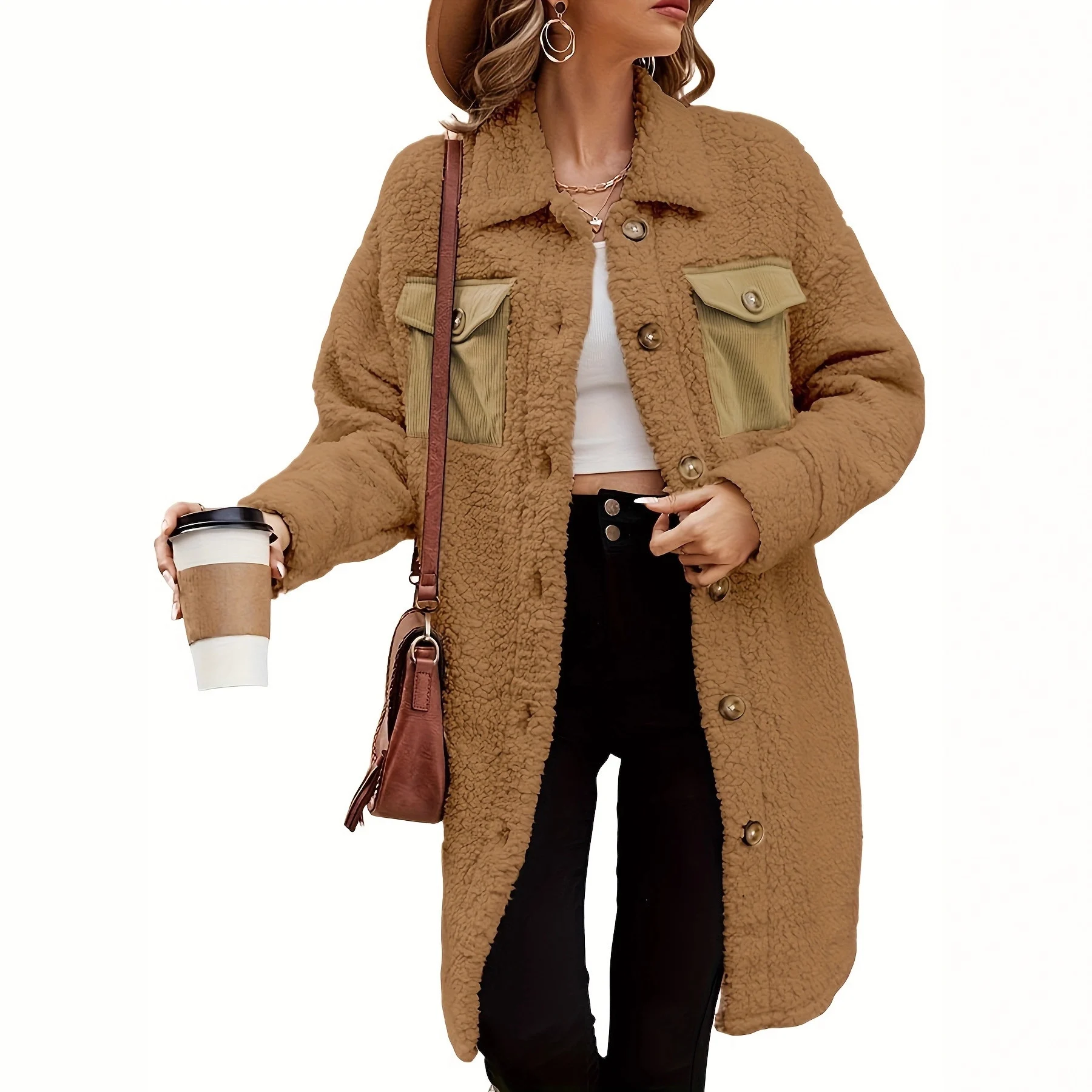 Loosefitting Lambswool Coat For Women - imagine 7