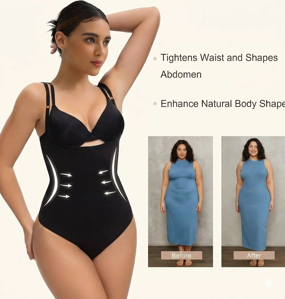 Women's Open Bust Shapewear Tummy Control Bodysuits Seamless Compression High Waisted Body Shaper - Image 7