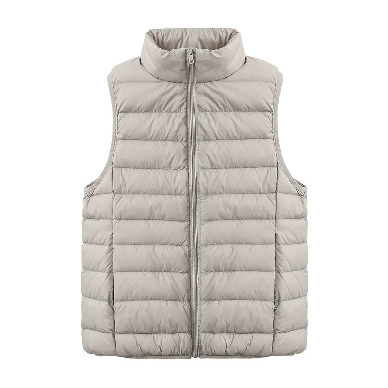 Womens Thin-style Down Vest, Cross-border, Two-way Zipper, 90 White Duck Down, Short Length - imagine 9