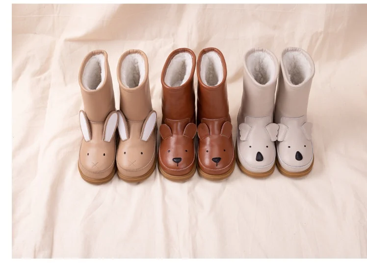 Unisex Genuine Leather Children Snow Boots - Cute Cartoon Rabbit Winter Boots - Image 4