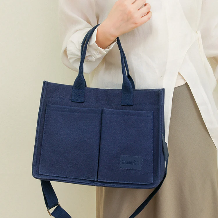 Women's Canvas Multi-Pocket Shoulder Bag - Large Capacity Casual Crossbody Shopper Tote - Image 4
