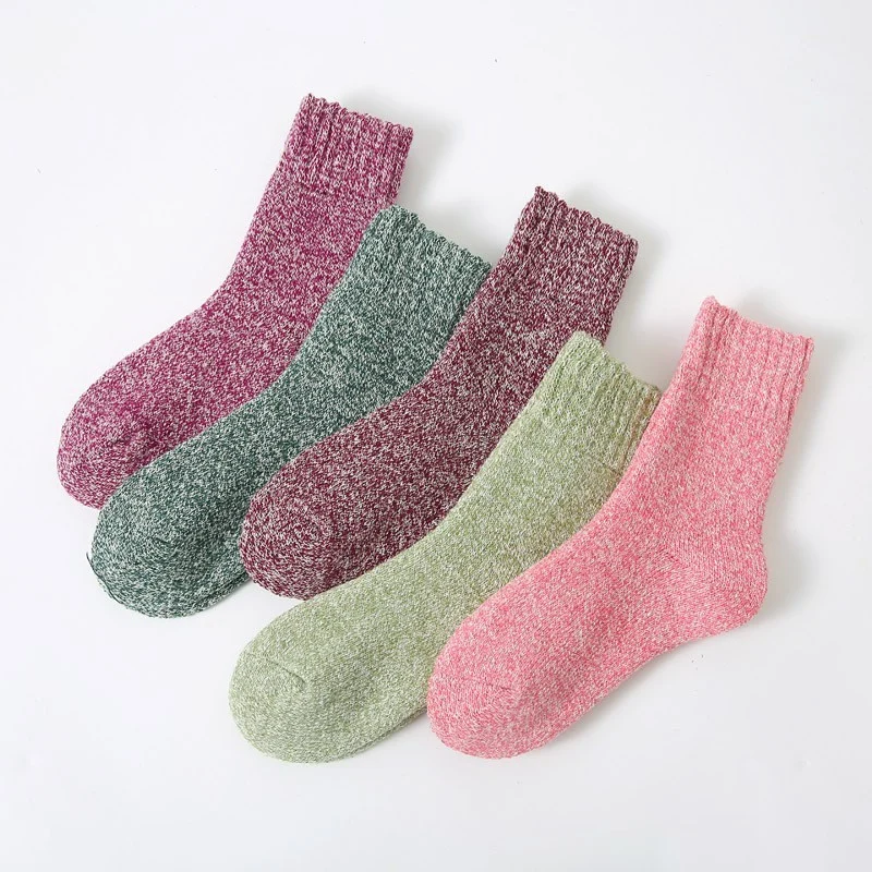 Women's Thick Warm Terry Socks In A Retro Color Palette - Image 8