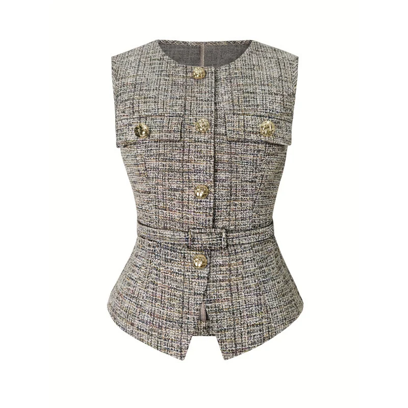 Waist-Cinching Belted Cardigan Vest - Image 2