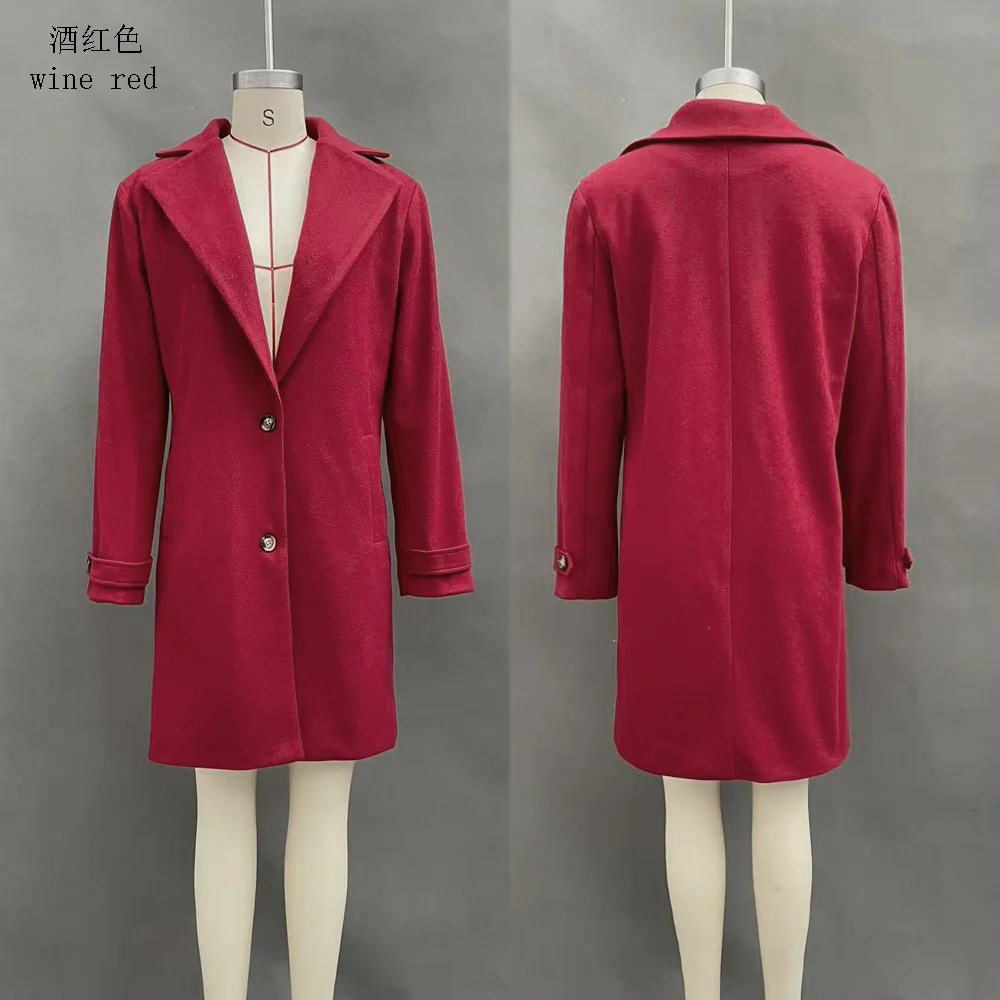 Cross-Border 2026 Autumn And Winter New Retro Casual Style Mid-Length Lapel Coat Women's Woolen Coat - Image 9