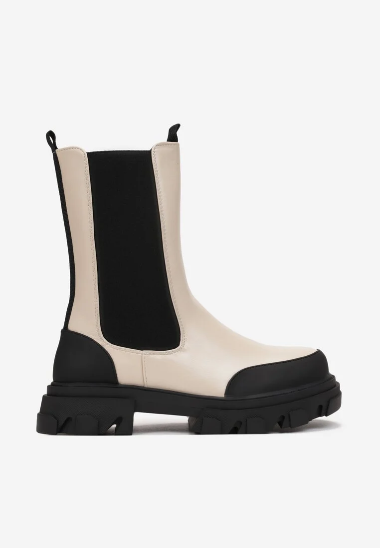 Women's Smoke Tube Boots Stitching Thin Thin Boots, Short Boots Single Boots Mid-tube Thick Bottom