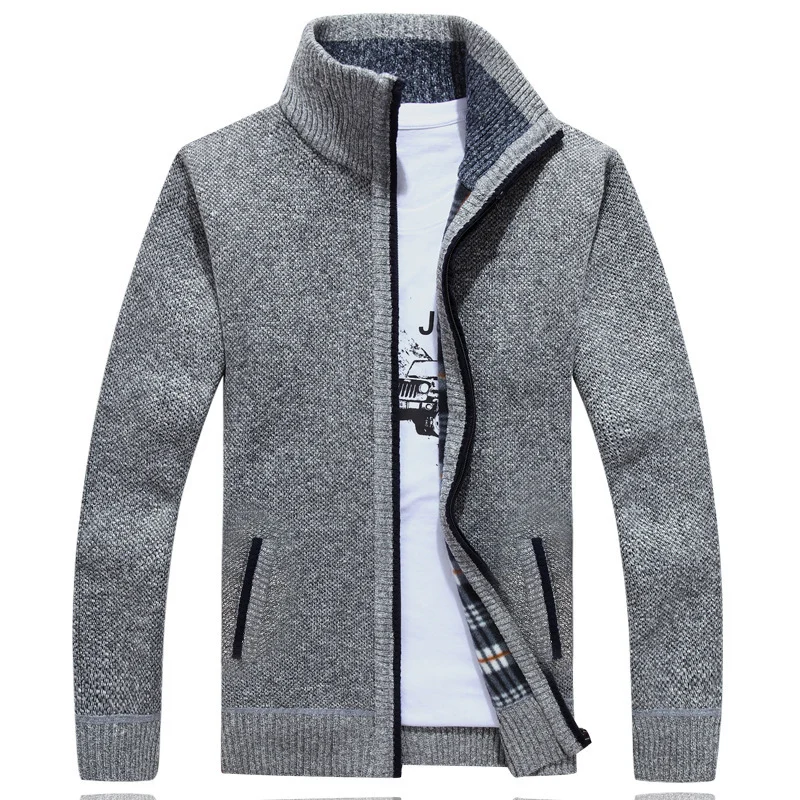 Men's Fleece-Lined Zipper Cardigan – Thick Warm Winter Sweater Jacket - Image 4
