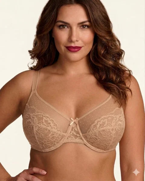 Women's Minimizer Bras Enchante Full Coverage Underwire Bras Plus Size Lifting Floral Lace Bra For Heavy Breast