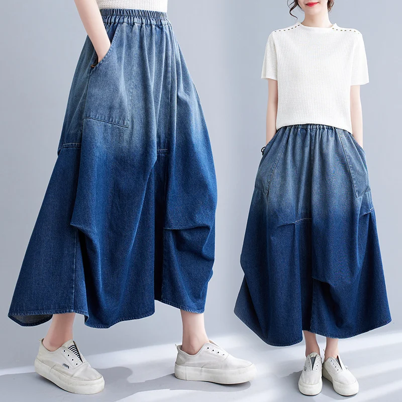Gradient Color Denim Skirt For Women - Image 2