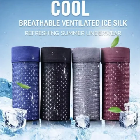 Men S Ice Silk Mesh Boxer Briefs Breathable Ventilated Micro Mesh Underwear Lightweight Cooling Summer Trunks For Men