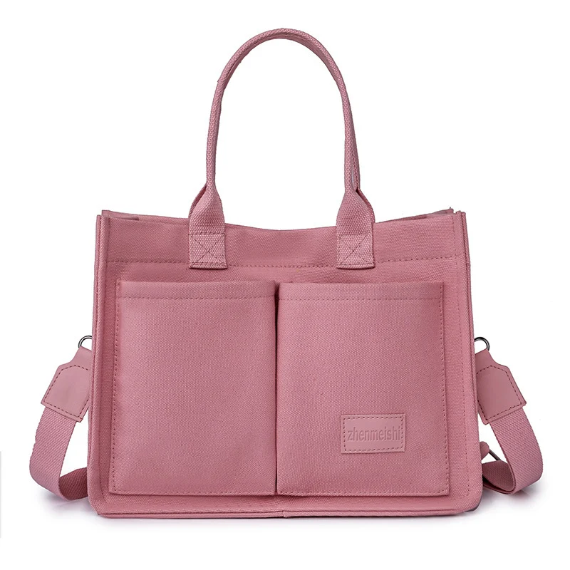 Women's Canvas Multi-Pocket Shoulder Bag - Large Capacity Casual Crossbody Shopper Tote - Image 5