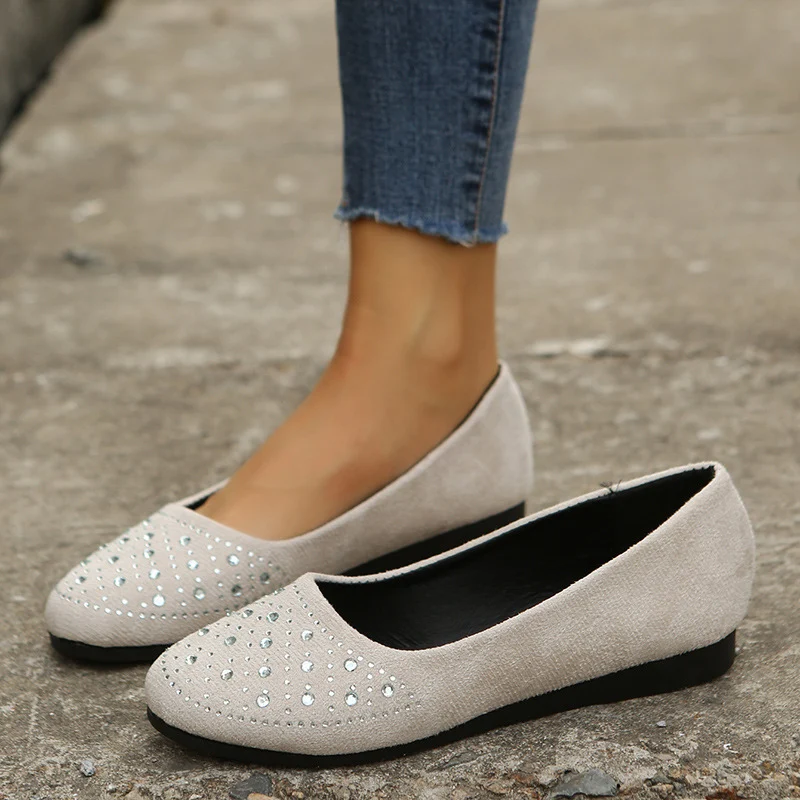 Women's Flats Shoes With Rhinestones Casual Round Toe Loafers Cozy Shoes - Image 5