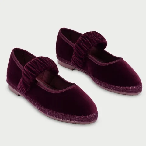 Women's Pointed-toe Velvet Slip-on Ballet Flats With Elastic And Pleats
