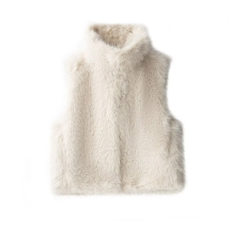 Women's Fashionable Loose Casual Faux Fur Vest - imagine 6